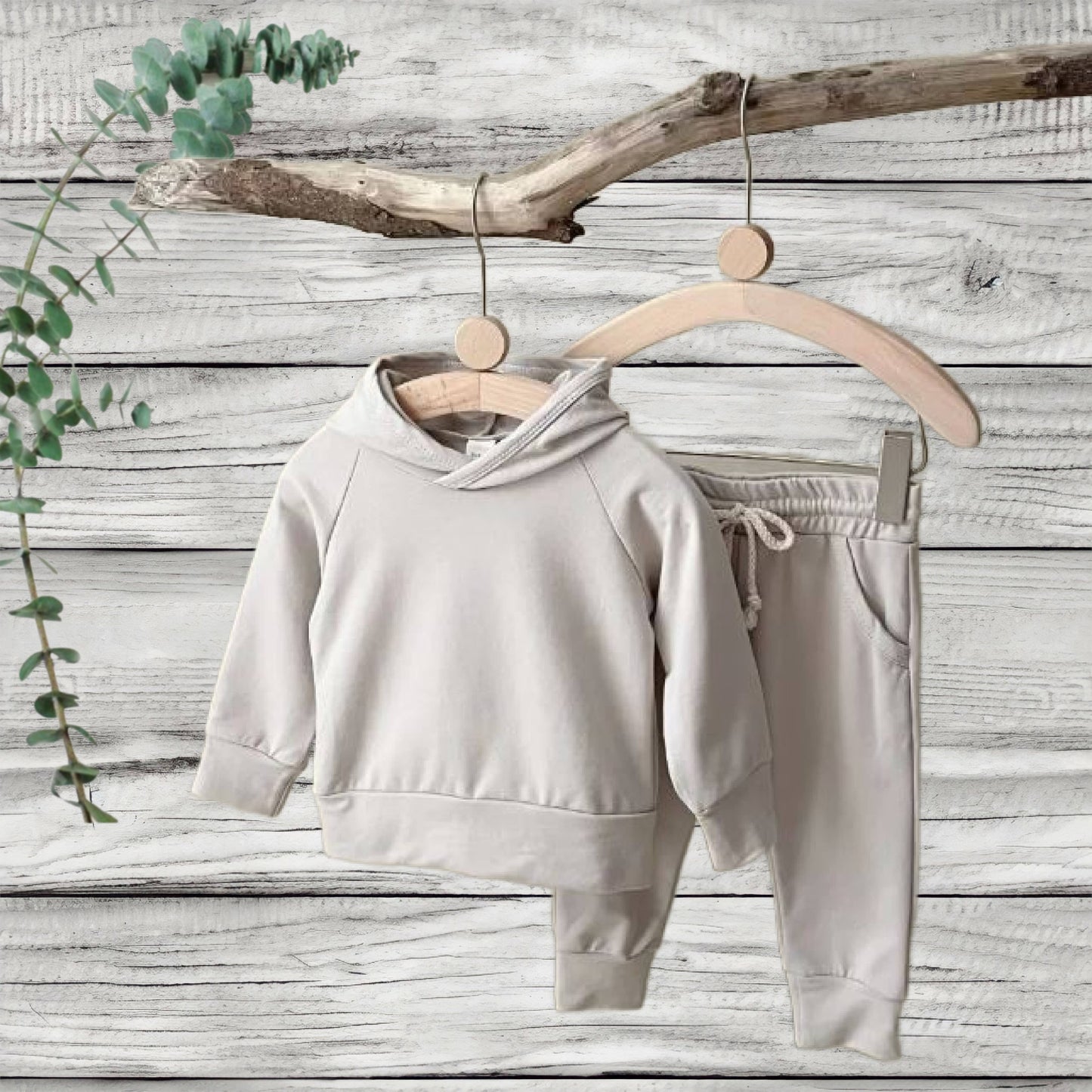 Hooded Jogger Set Tan