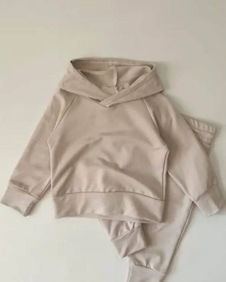 Hooded Jogger Set Tan