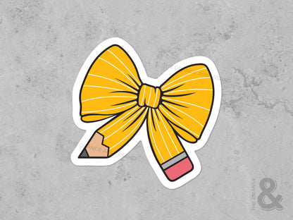 Back to School Coquette Pencil Bow Sticker