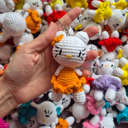 Crochet Hello Kitty Keychain, Stuffed Toy: Red