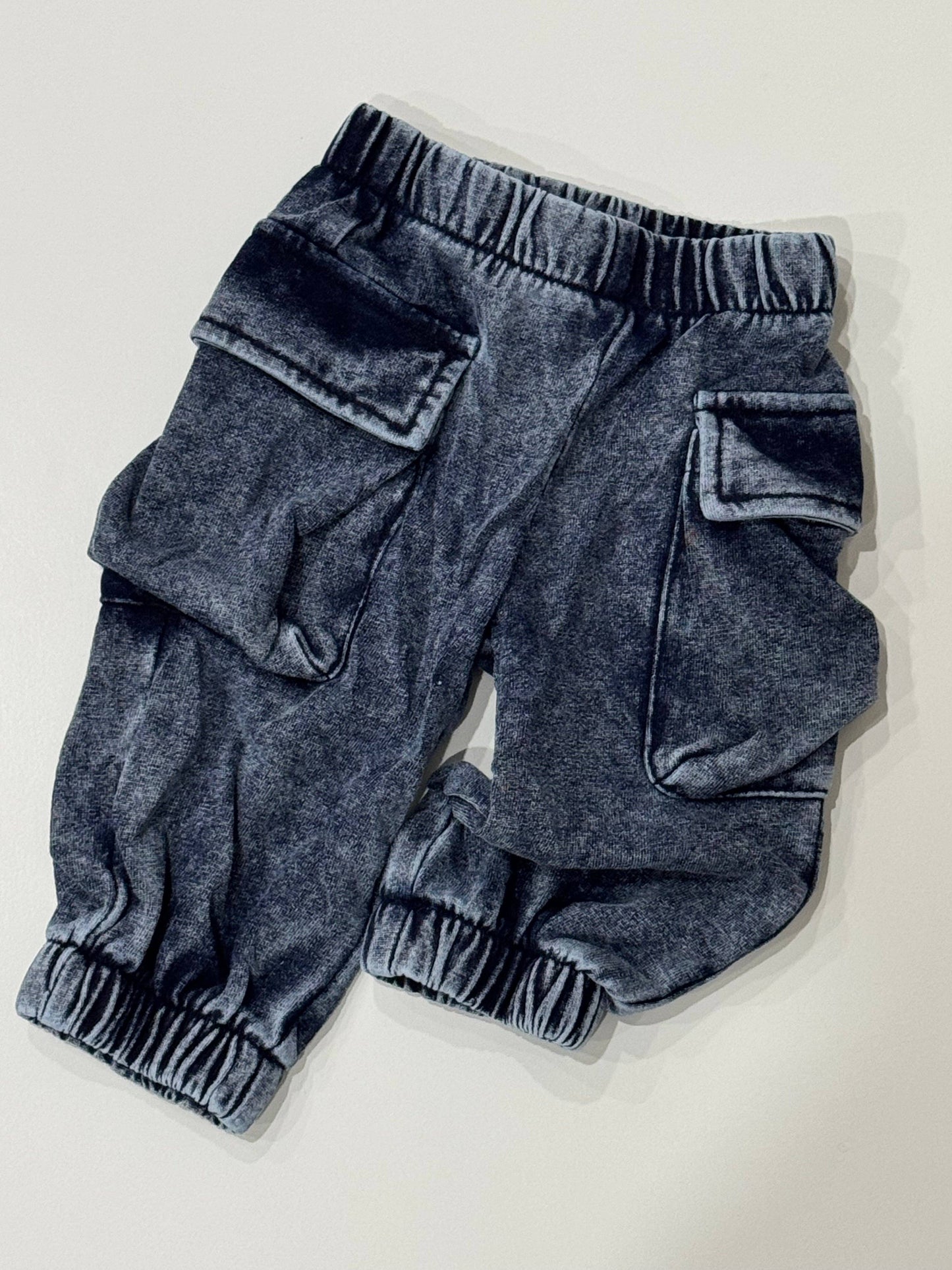 Denim Wash Cargo Sweatpants