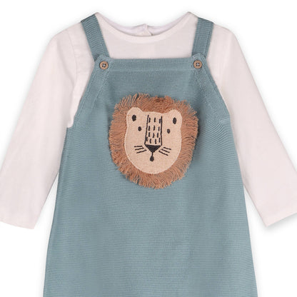 Lion Applique Sweater Knit Baby Overalls