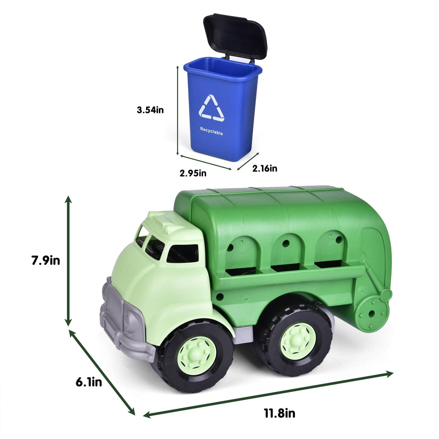 Garbage Truck Toy Friction Powered Toy Trucks with 4 Cans