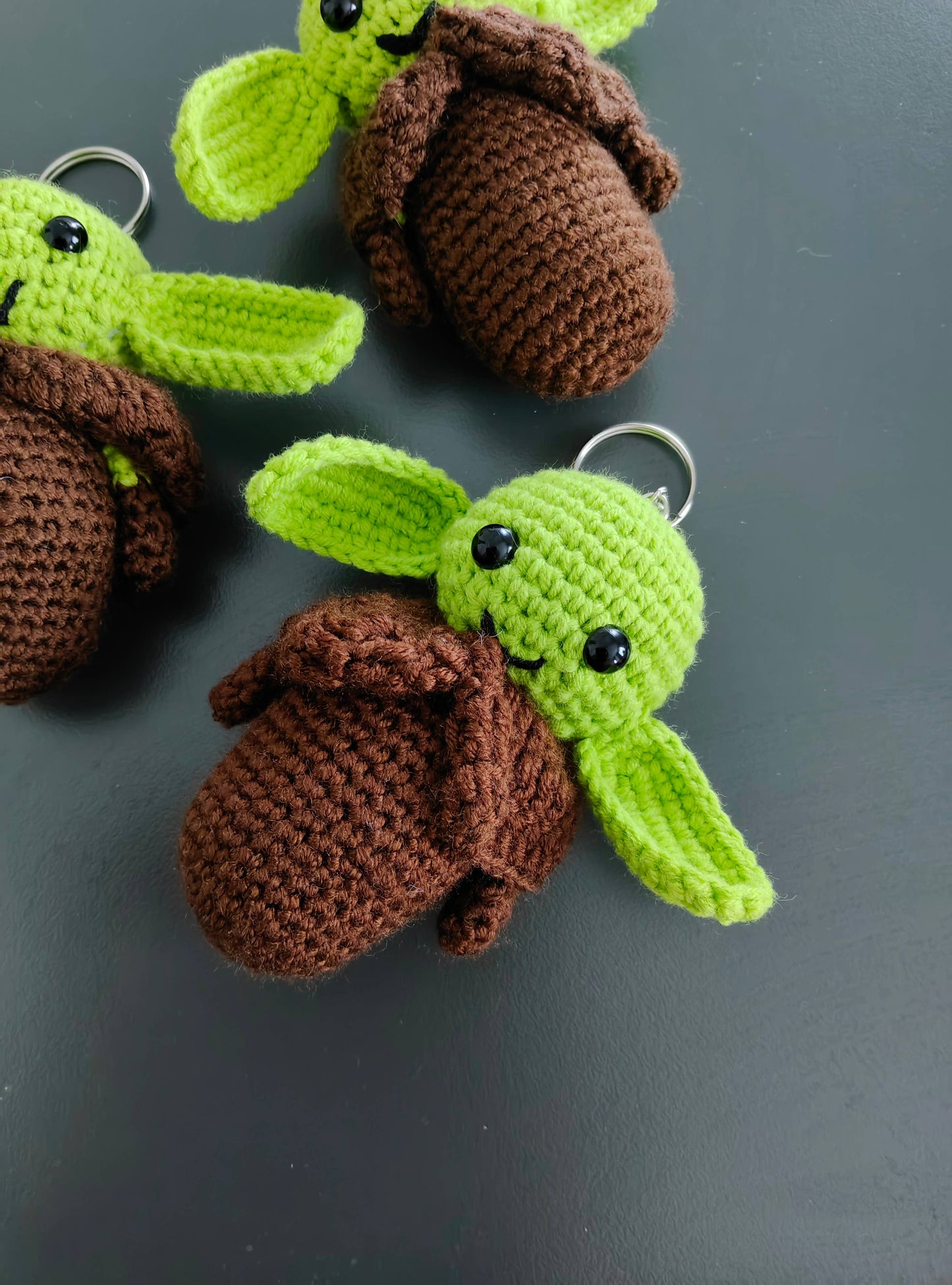 Crochet Yoda Keychain, Amigurumi Stuffed Toy