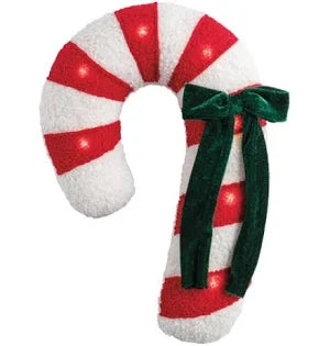 Candy Cane Sherpa Pillow Light Up