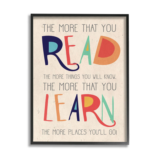 Red Orange Blue and Green Read Learn Cartoon Framed Kids