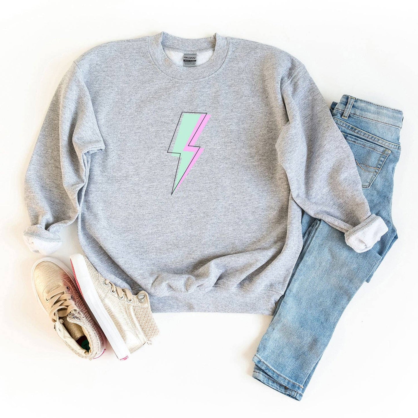 Layered Lightning Bolt |Sweatshirt Juniper