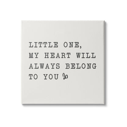 Little One My Heart Canvas Wall Art