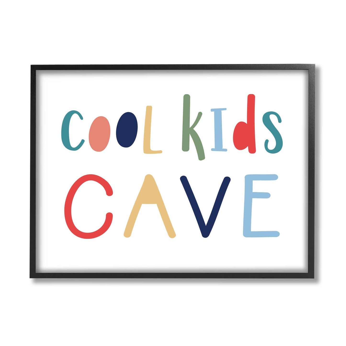 Cool Kids Cave Sign Playful Children's Typography Framed